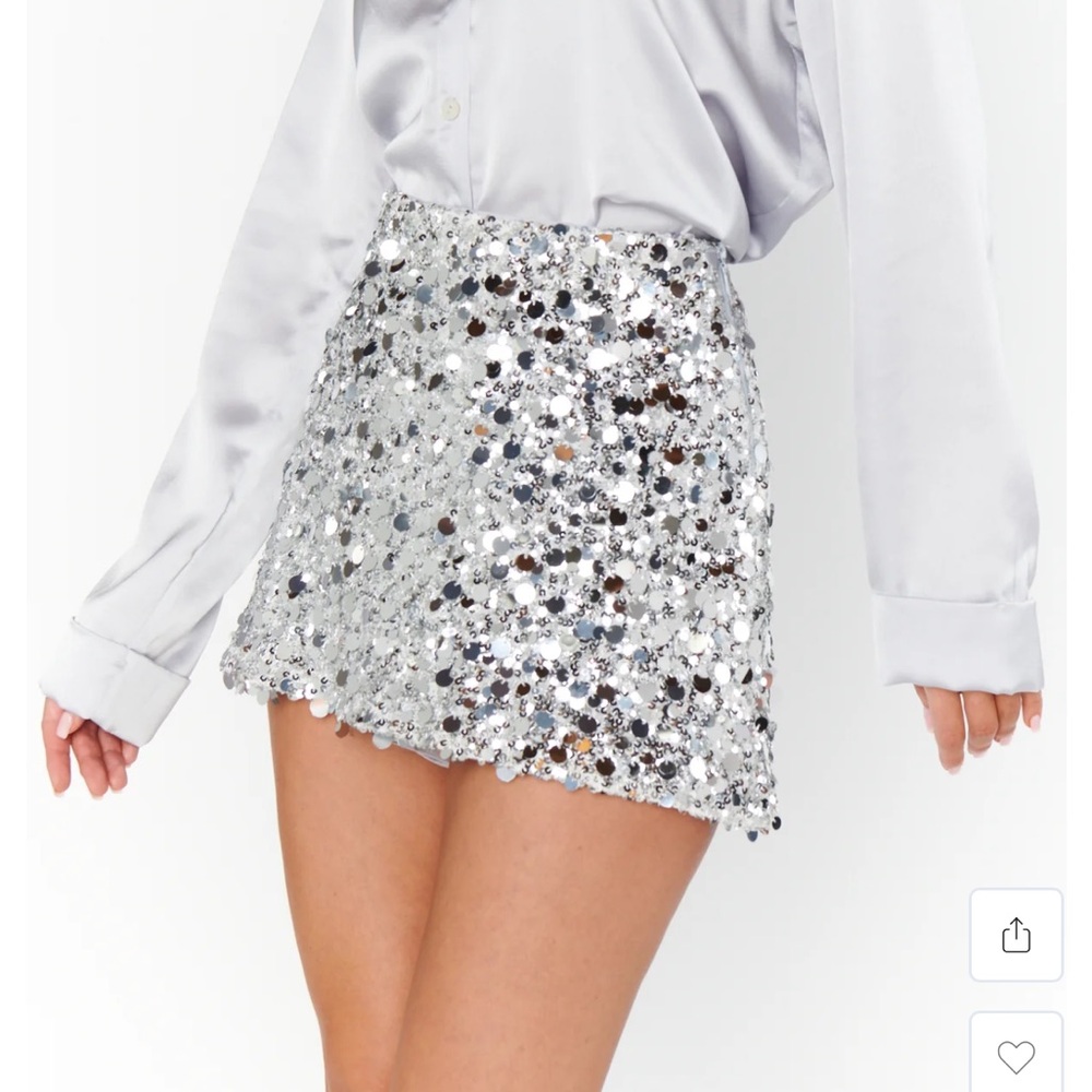 Show Me Your MuMu Silver Metallic Sequin All night Skort